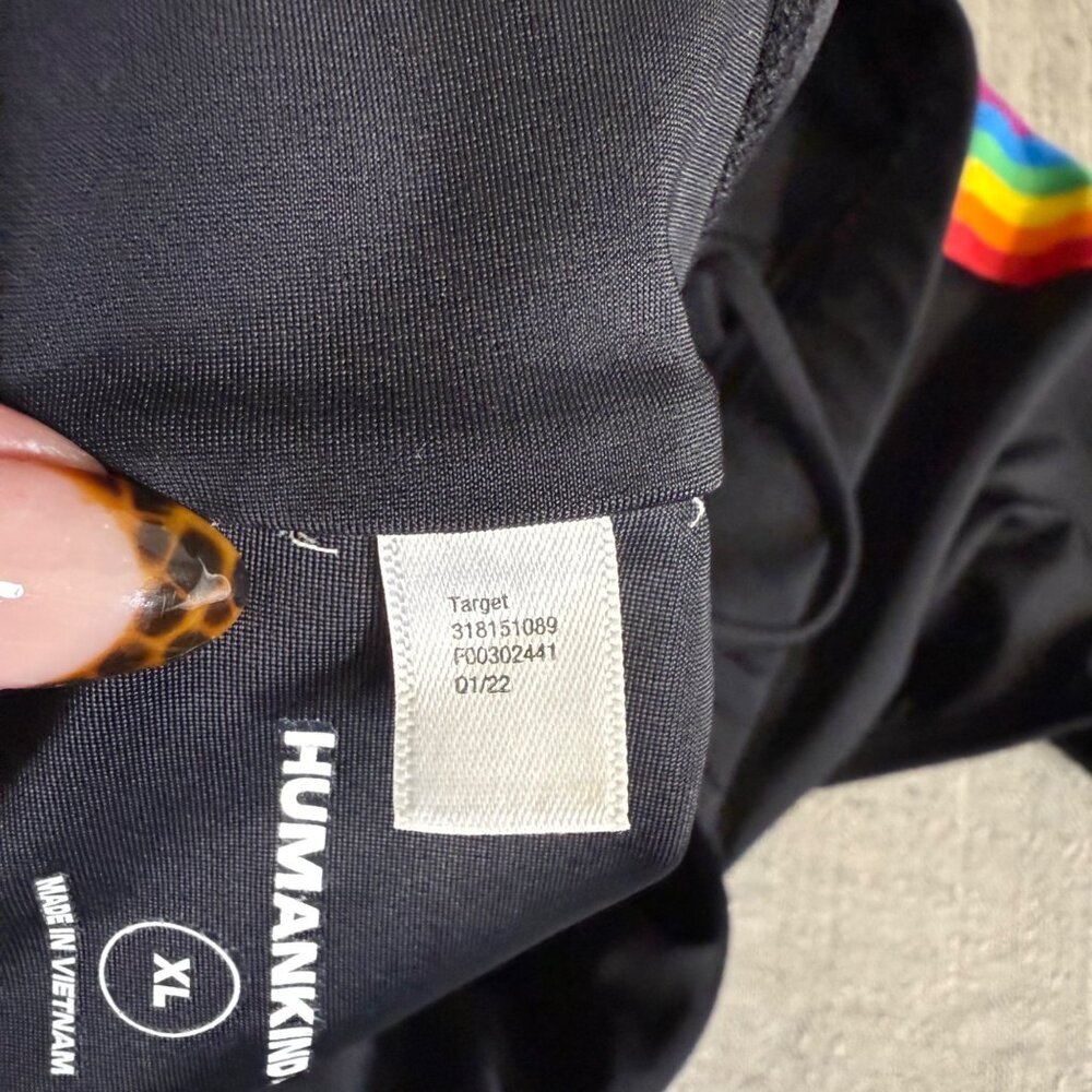 HK X Target Black Sports Bra Rainbow Stripe Strappy Back Size XL - Picture 4 of 11